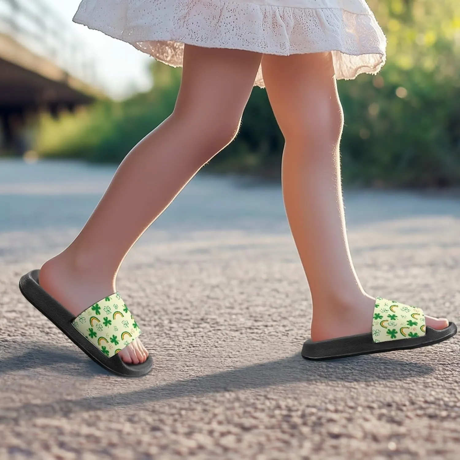 Unisex-Child Slides Non-slip Sandals Comfortable Shower Shoes with Arch Support Summer Cloud Slides Slippers