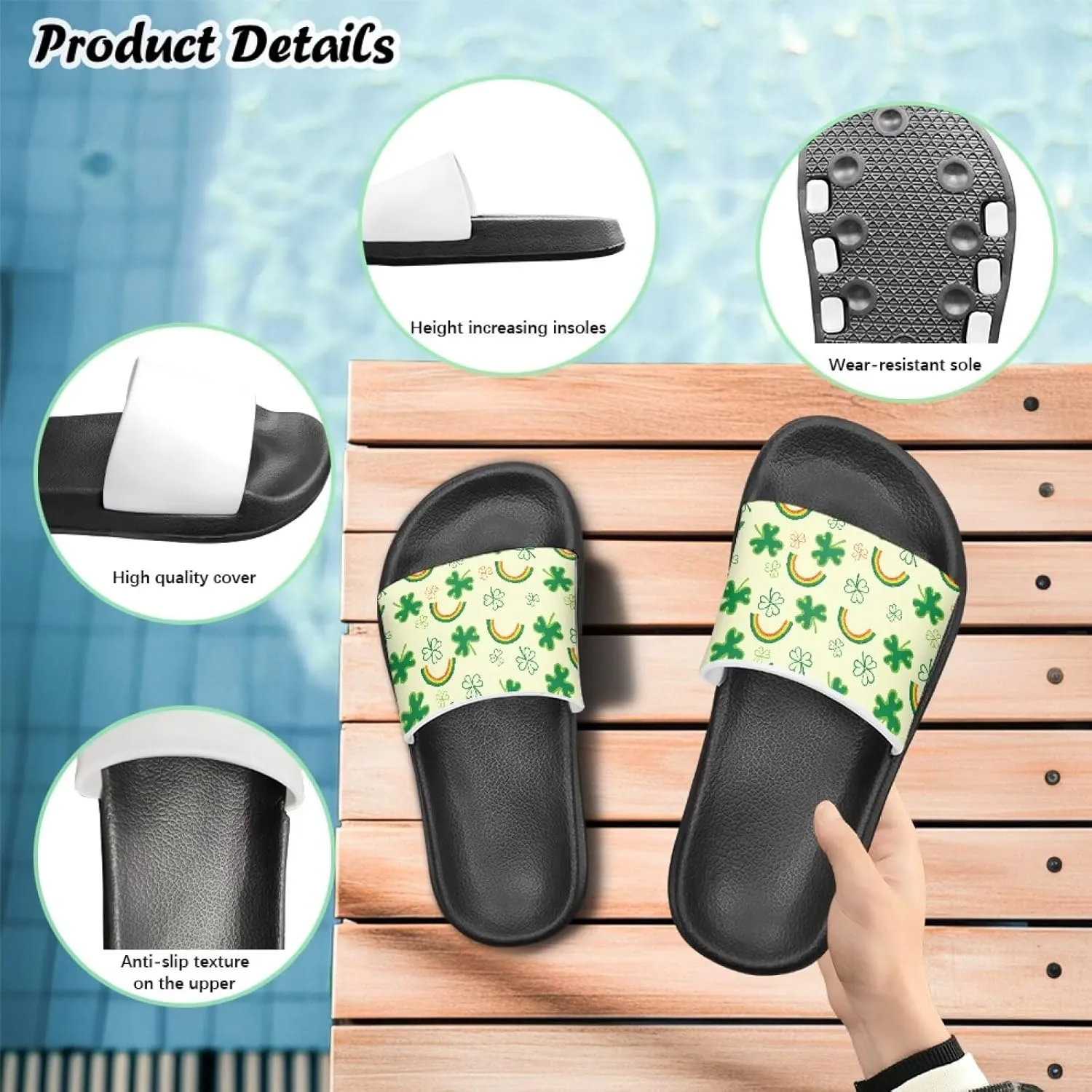 Unisex-Child Slides Non-slip Sandals Comfortable Shower Shoes with Arch Support Summer Cloud Slides Slippers