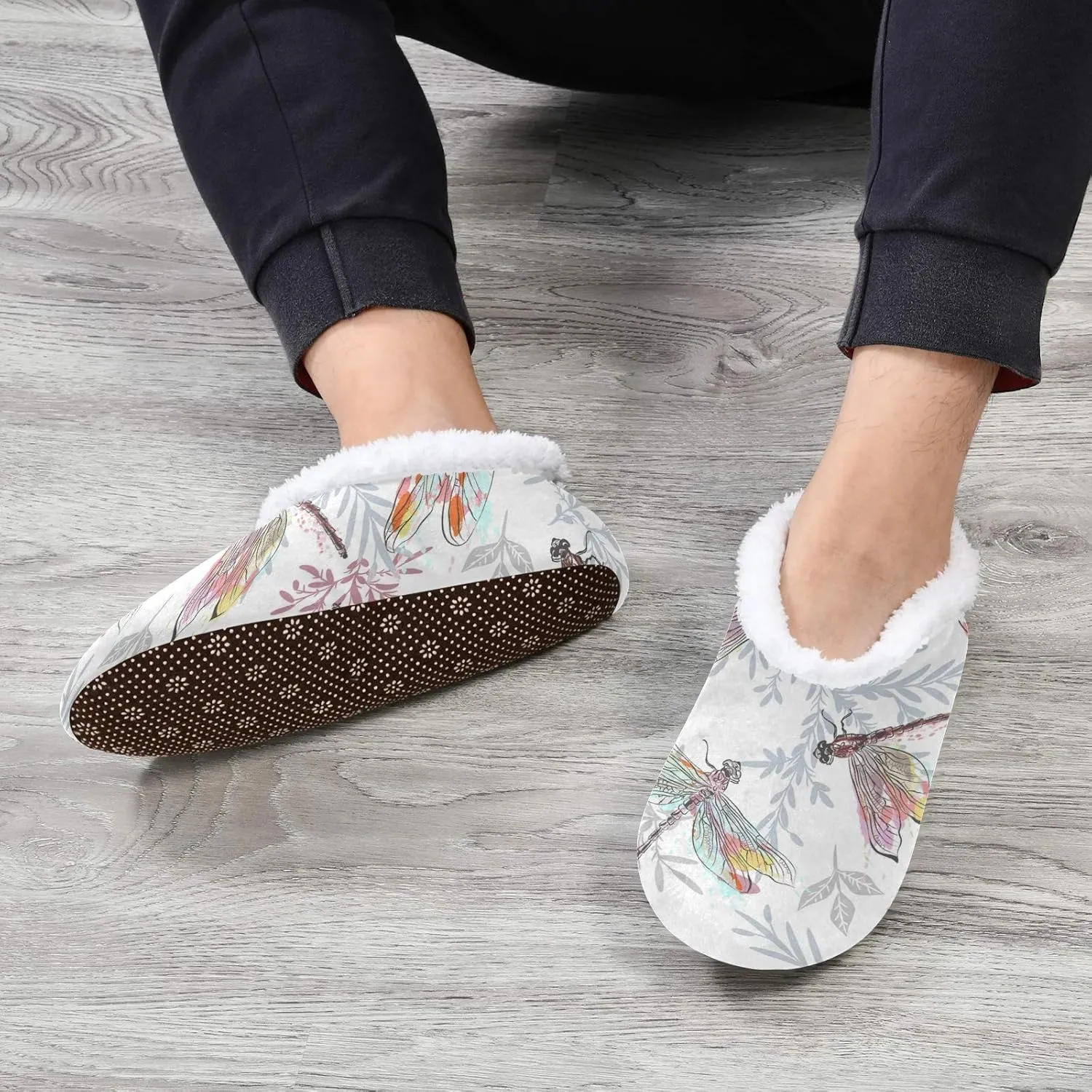 Unisex Fuzzy House Slippers Memory Foam Warm Slip Shoes Fur Lining M-XXL