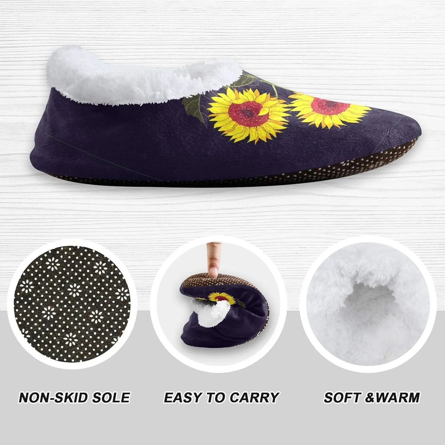 Unisex Fuzzy House Slippers Memory Foam Warm Slip Shoes Fur Lining M-XXL