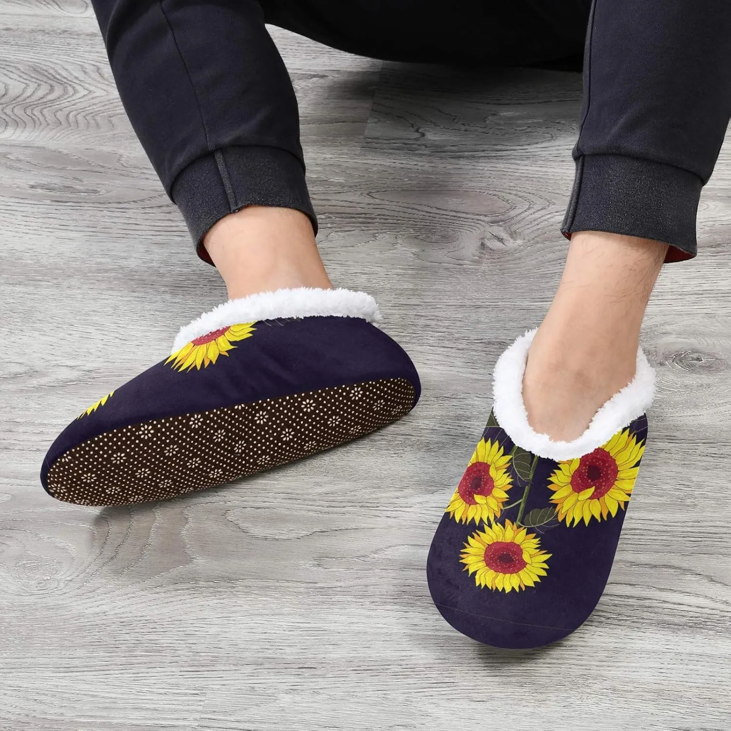 Unisex Fuzzy House Slippers Memory Foam Warm Slip Shoes Fur Lining M-XXL