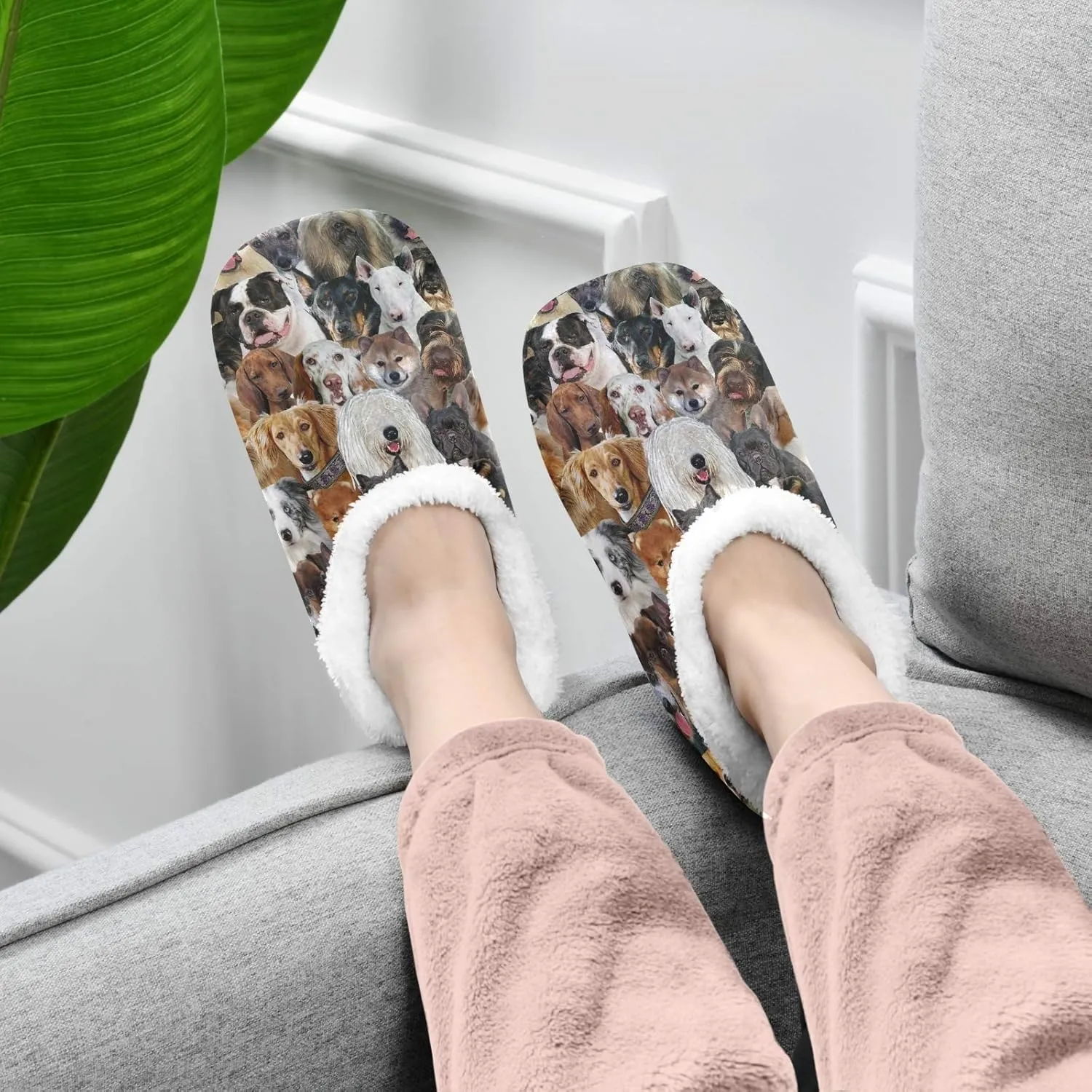 Unisex Fuzzy House Slippers Memory Foam Warm Slip Shoes Fur Lining M-XXL