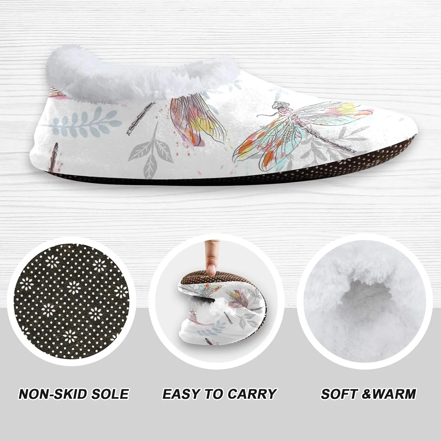 Unisex Fuzzy House Slippers Memory Foam Warm Slip Shoes Fur Lining M-XXL