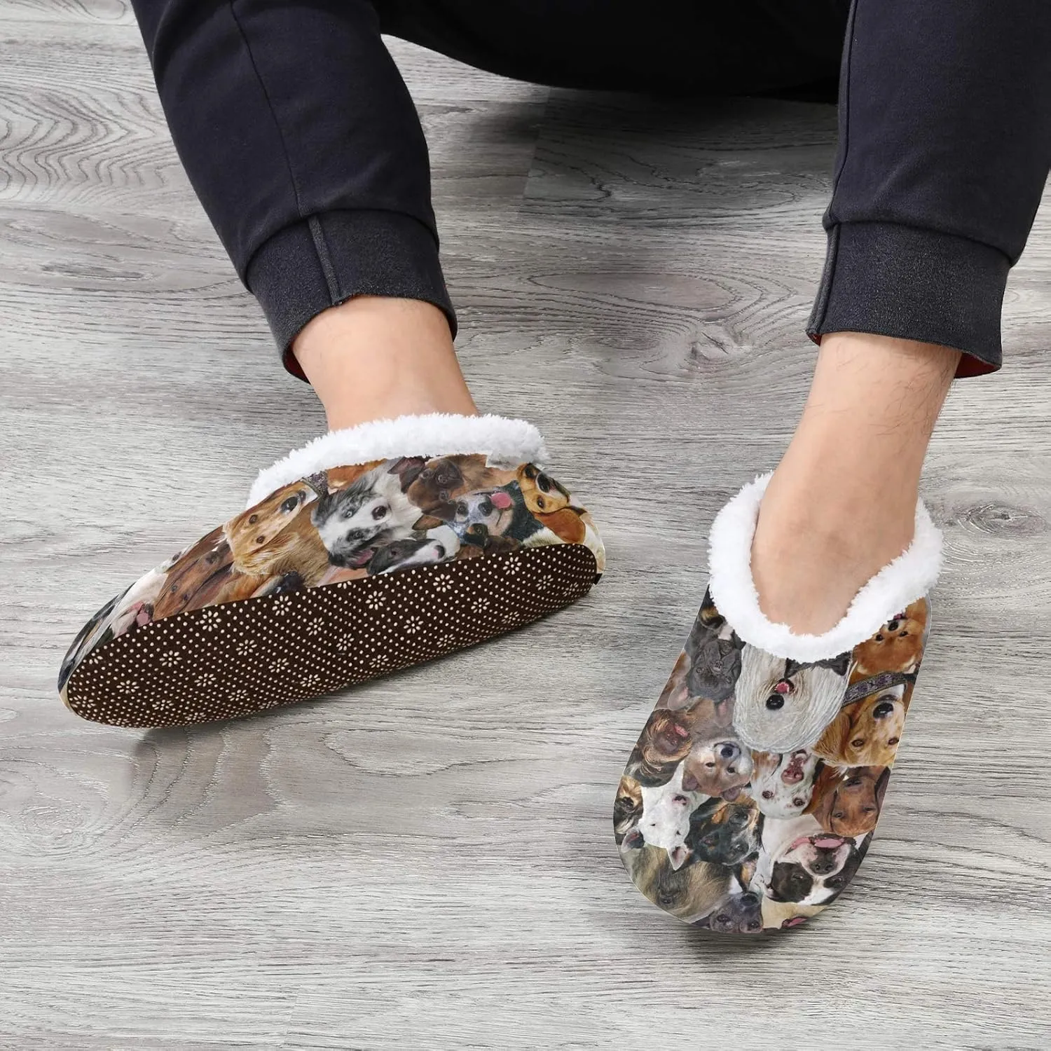 Unisex Fuzzy House Slippers Memory Foam Warm Slip Shoes Fur Lining M-XXL