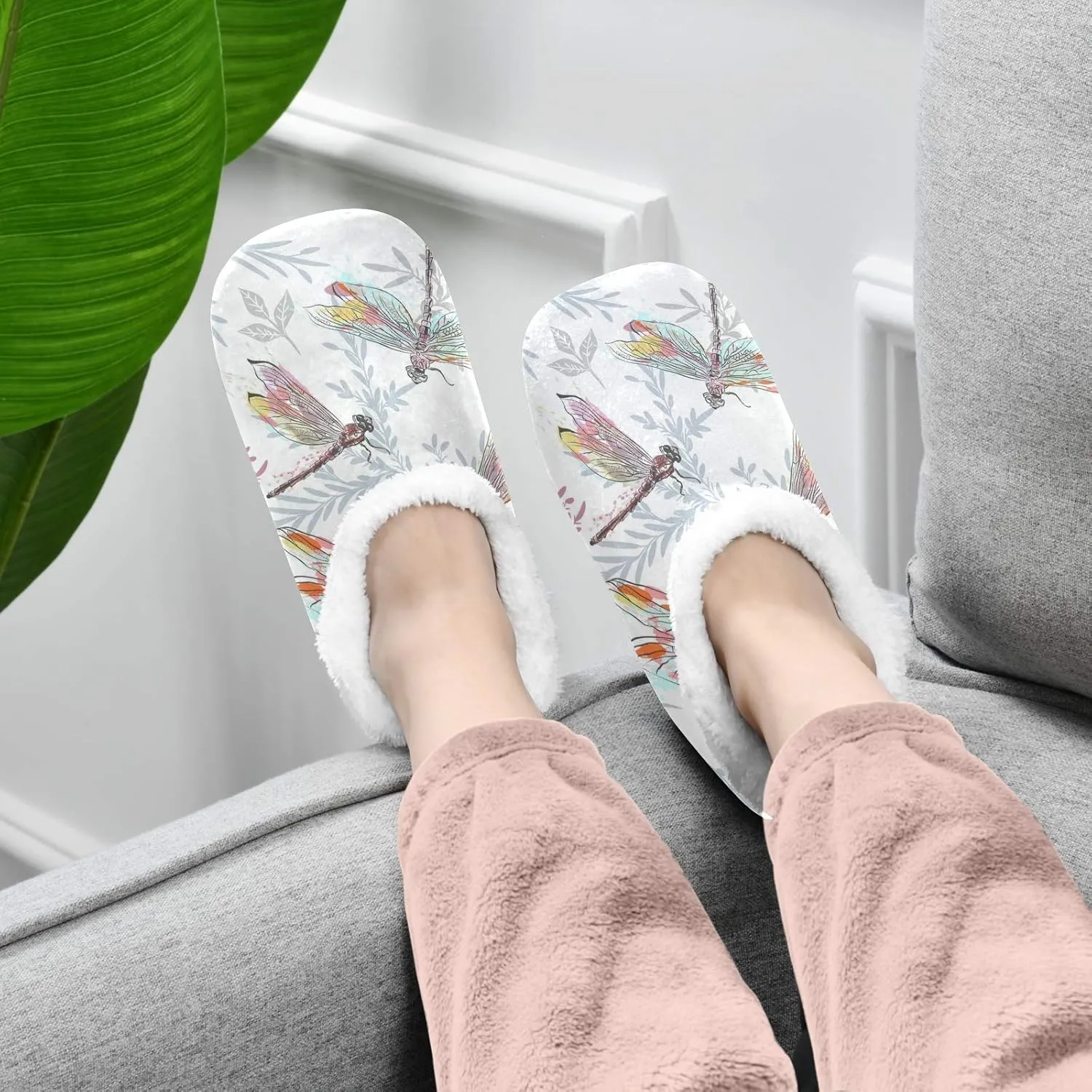 Unisex Fuzzy House Slippers Memory Foam Warm Slip Shoes Fur Lining M-XXL