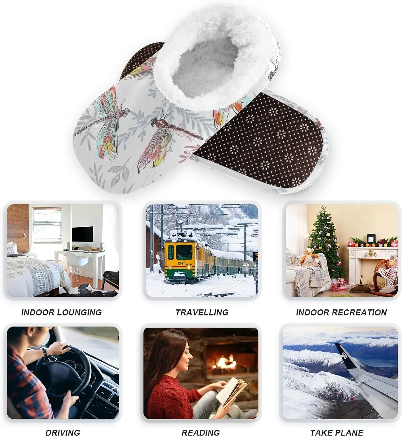Unisex Fuzzy House Slippers Memory Foam Warm Slip Shoes Fur Lining M-XXL