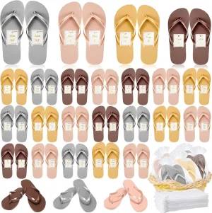 Unittype 24 Pairs Flip Flops Bulk for Wedding Guest Slippers Wedding Flip Flops with Cards Bags for Pool Beach Party