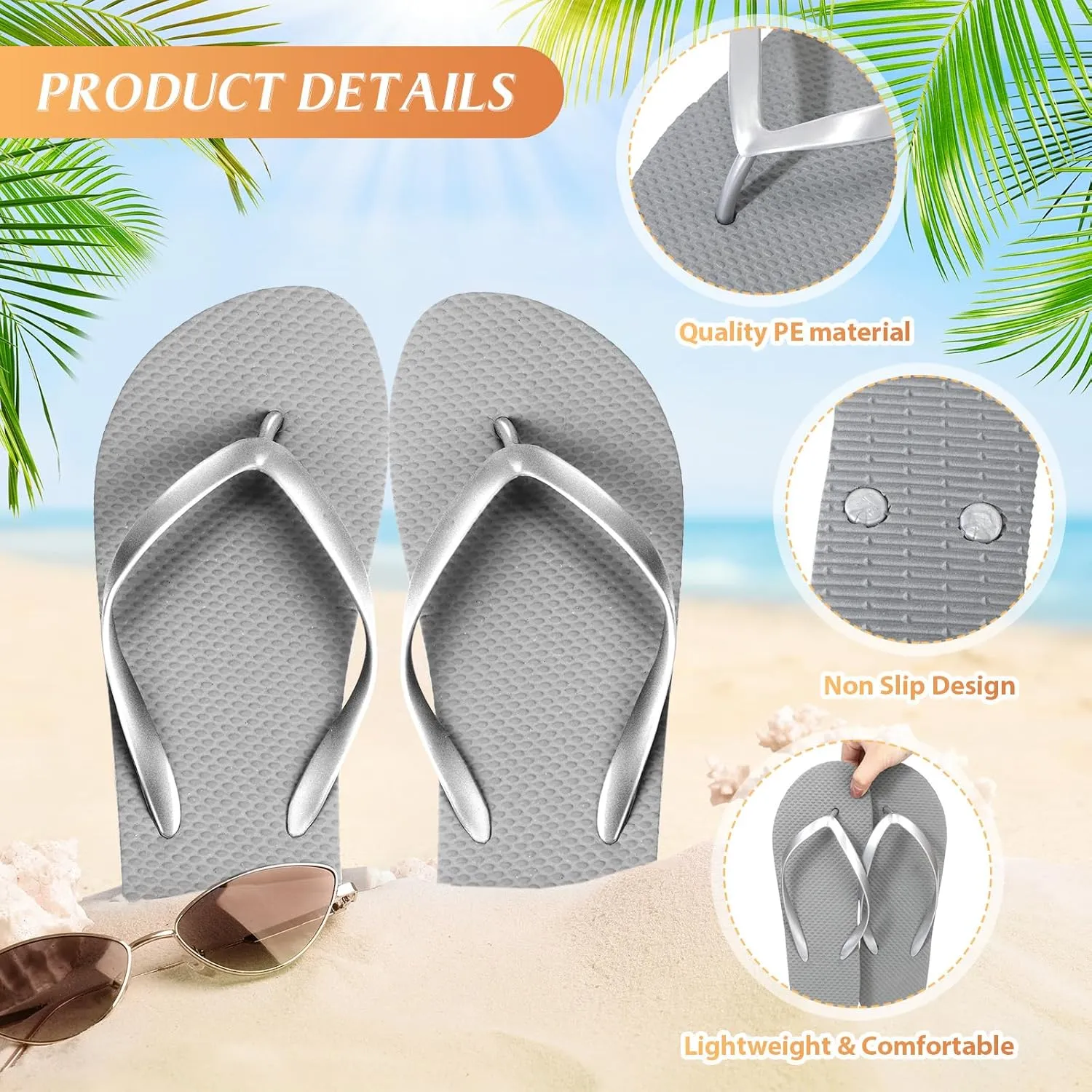 Unittype 24 Pairs Flip Flops Bulk for Wedding Guest Slippers Wedding Flip Flops with Cards Bags for Pool Beach Party