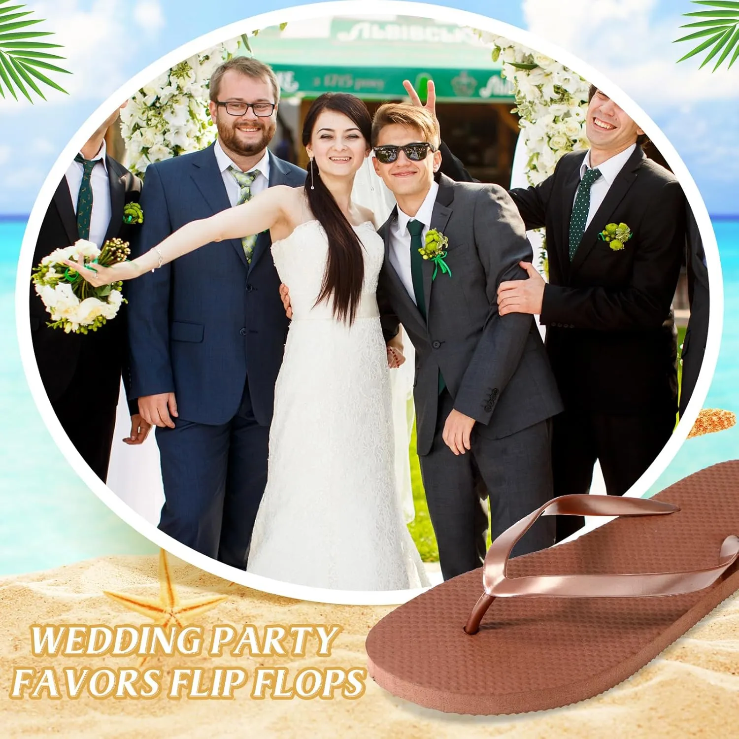 Unittype 24 Pairs Flip Flops Bulk for Wedding Guest Slippers Wedding Flip Flops with Cards Bags for Pool Beach Party