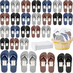 Unittype 24 Pairs Flip Flops Bulk for Wedding Guest Slippers Wedding Flip Flops with Cards Bags for Pool Beach Party