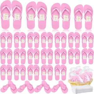Unittype 24 Pairs Flip Flops Bulk for Wedding Guest Slippers Wedding Flip Flops with Cards Bags for Pool Beach Party