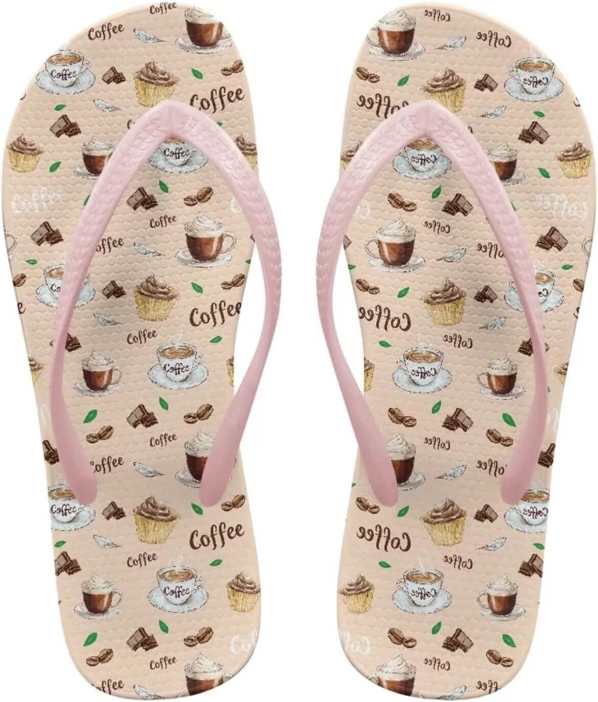 Various Creative Pattern Print Flip Flops for Women - Quick-Dry Pool Slides, Arch Support Sandals Beach Vacation