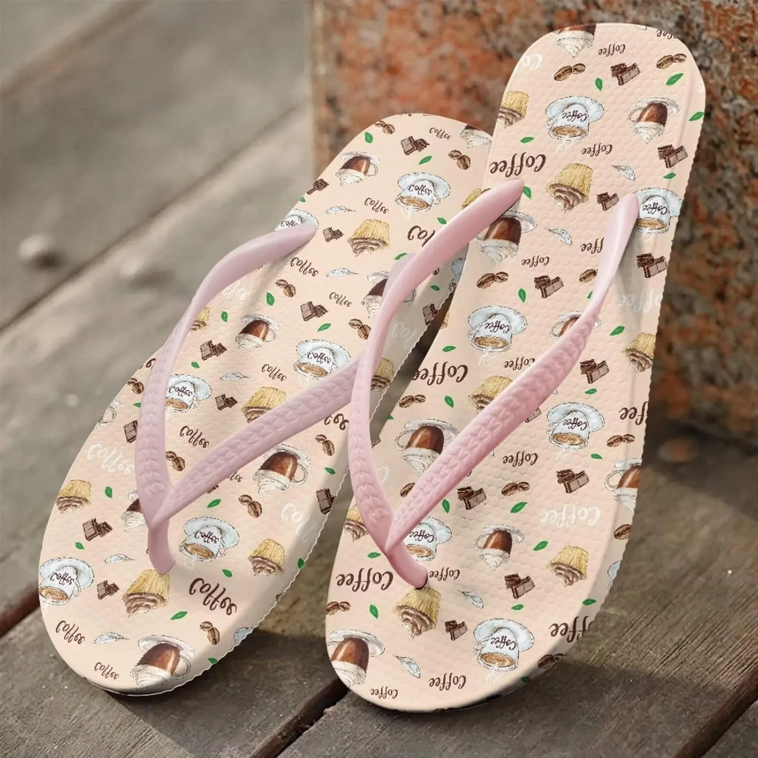 Various Creative Pattern Print Flip Flops for Women - Quick-Dry Pool Slides, Arch Support Sandals Beach Vacation