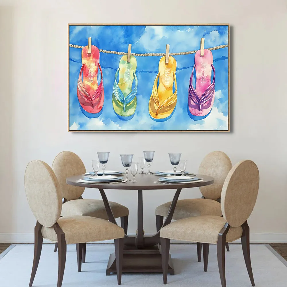 Vibrant Flip Flop Design Canvas Wall Art