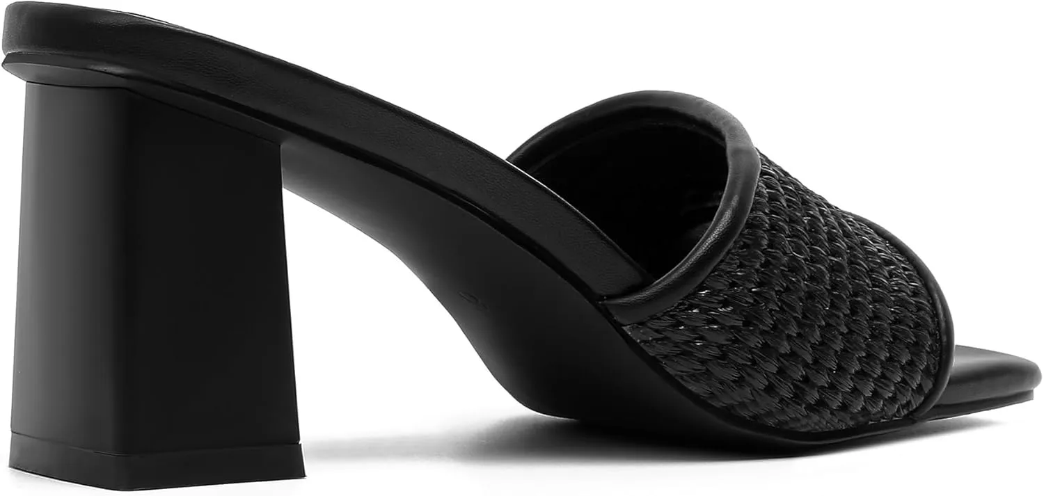 vivianly Womens Clear Heels Sandals Transparent Chunky Heels Backless Open Toe Slip on Mules Heeled Slipper Dress Shoes