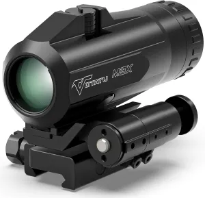 VOTATU M3X Red Dot Magnifier, 3X Red Dot Sight Magnifier Optics with Built-in Flip to Side Mount, 35 37 41 Height, Windage & Elevation Adjustable
