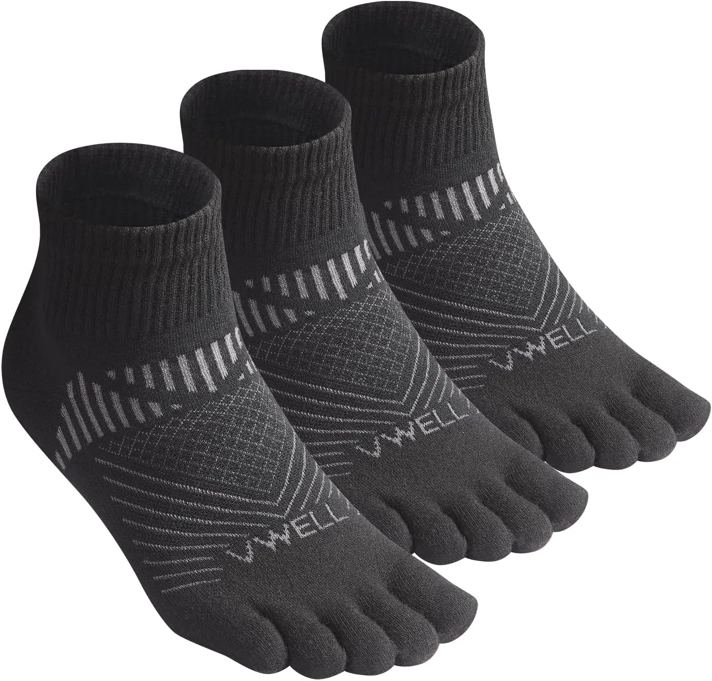 VWELL Toe Socks for Men and Women COOLMAX Five Finger Socks Athletic Running Socks Quarter Ankle Toe Socks (3Pairs)