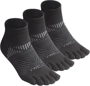 VWELL Toe Socks for Men and Women COOLMAX Five Finger Socks Athletic Running Socks Quarter Ankle Toe Socks (3Pairs)