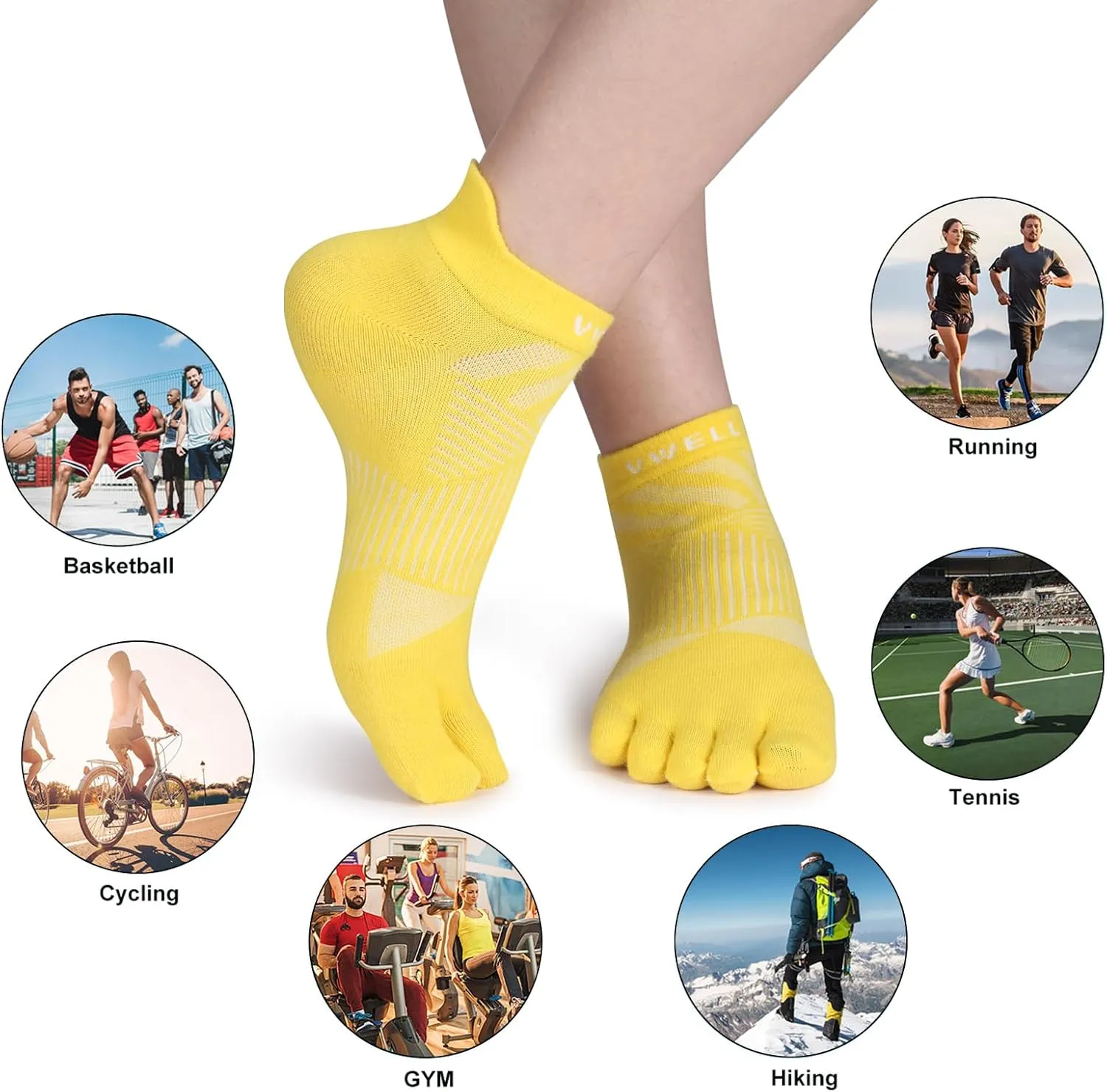 VWELL Toe Socks for Men Women COOLMAX Five Finger Socks Athletic Running Ankle Low Cut 5 Toe Socks Lightweight (3Pairs)