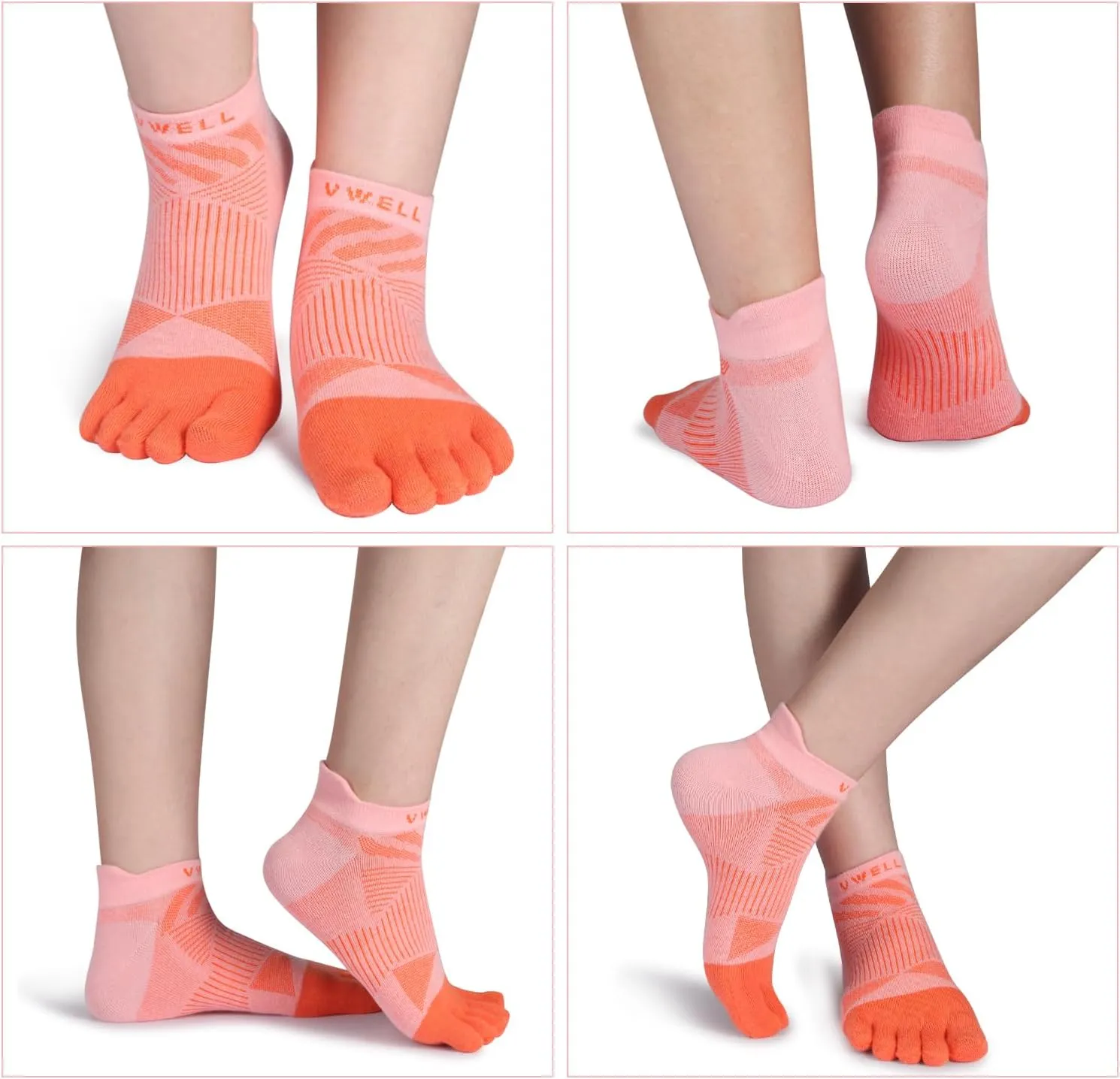 VWELL Toe Socks for Men Women COOLMAX Five Finger Socks Athletic Running Ankle Low Cut 5 Toe Socks Lightweight (3Pairs)