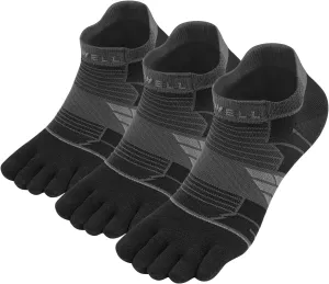 VWELL Toe Socks for Men/Women, COOLMAX Five Finger Socks, Compression Athletic Running Socks Ankle Toe Socks (3Pairs)
