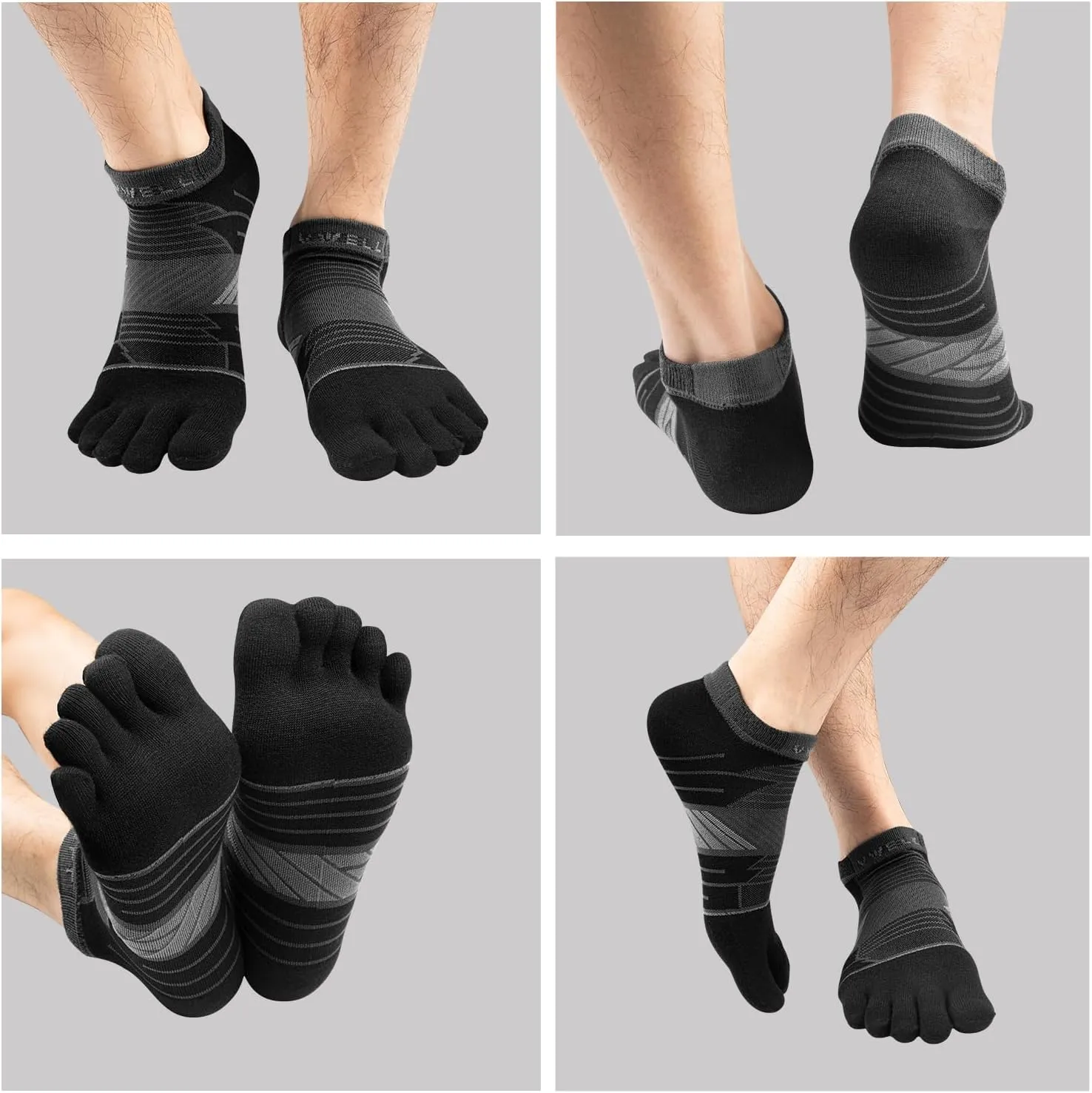 VWELL Toe Socks for Men/Women, COOLMAX Five Finger Socks, Compression Athletic Running Socks Ankle Toe Socks (3Pairs)