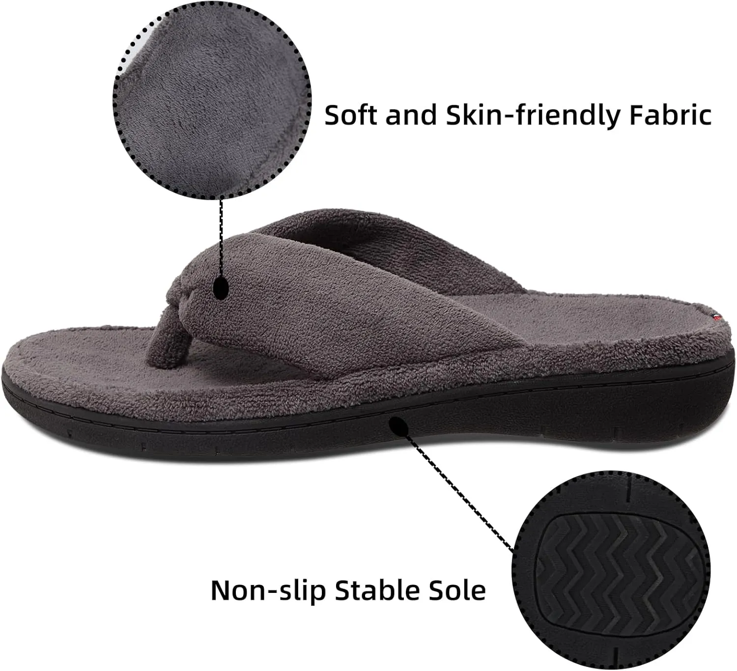 WALKFUN Women's Thong Slippers with Arch Support, Cozy House Indoor Home Flip Flops for Women