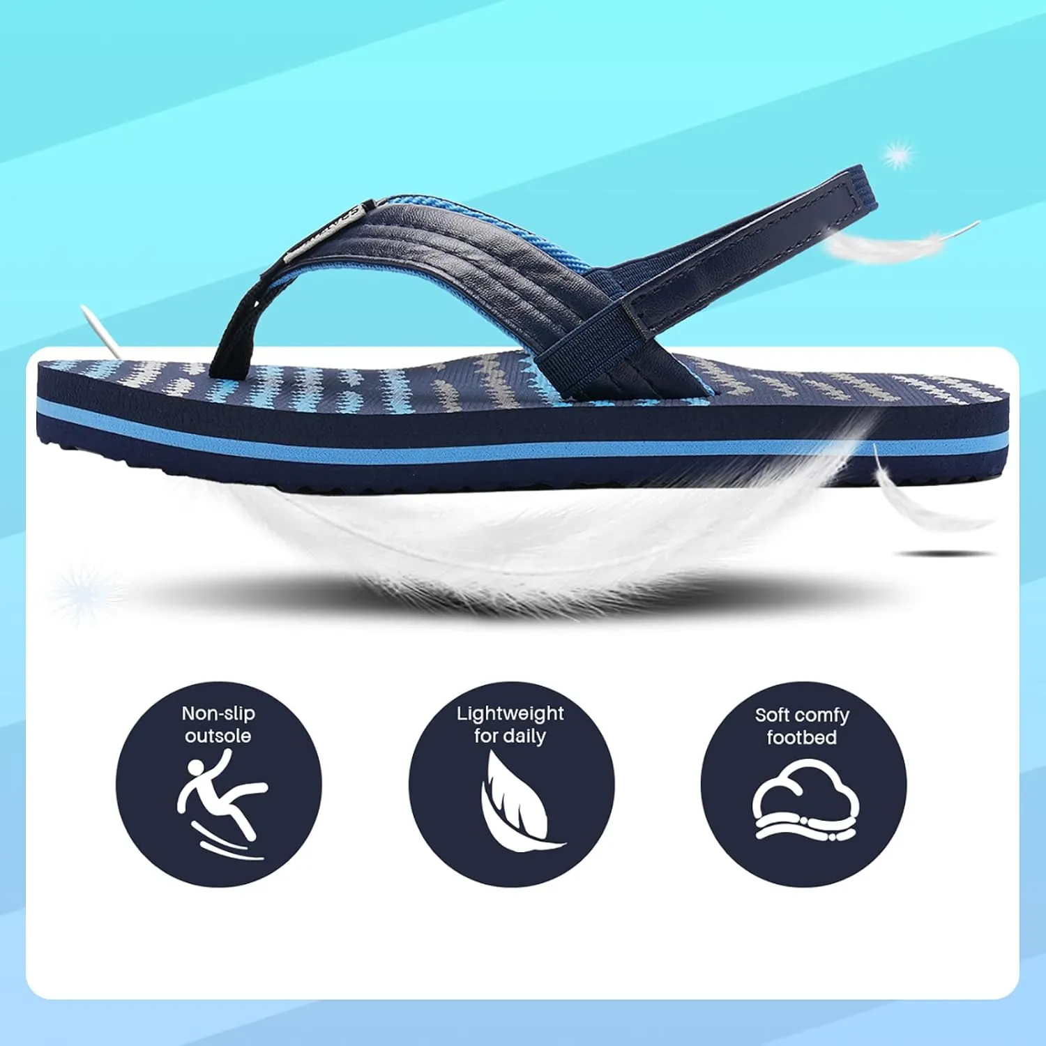 WateLves Girls & Boys Kids Flip Flop summer Slide Sandals Slip on Suitable for Bath Shower Beach pool (Little Kid/Big Kid)