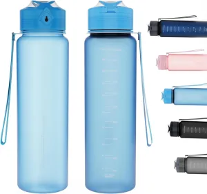 Water Bottles 1L BPA Free Sport Drinking Bottle,Leak Proof,Durable Water Bottle with Filter,Non-Toxic Canteen Bottle(Black, Pink, Grey, Light Blue, Dark Blue) (Light blue)