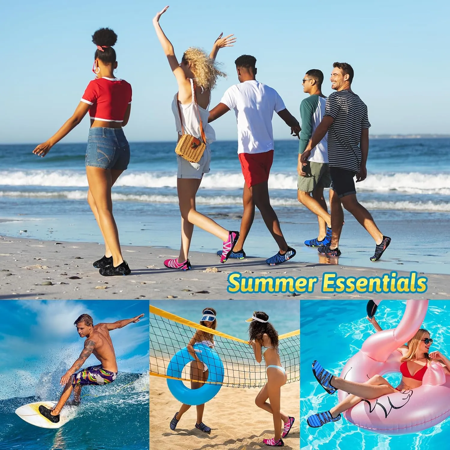 Water Shoes for Men Women, Swim Shoes Beach Pool Shoes Non-Slip Quick Dry Aqua Socks, Adult Barefoot Sports Shoes for Beach Surf Walk Water Yoga Outdoor Sports
