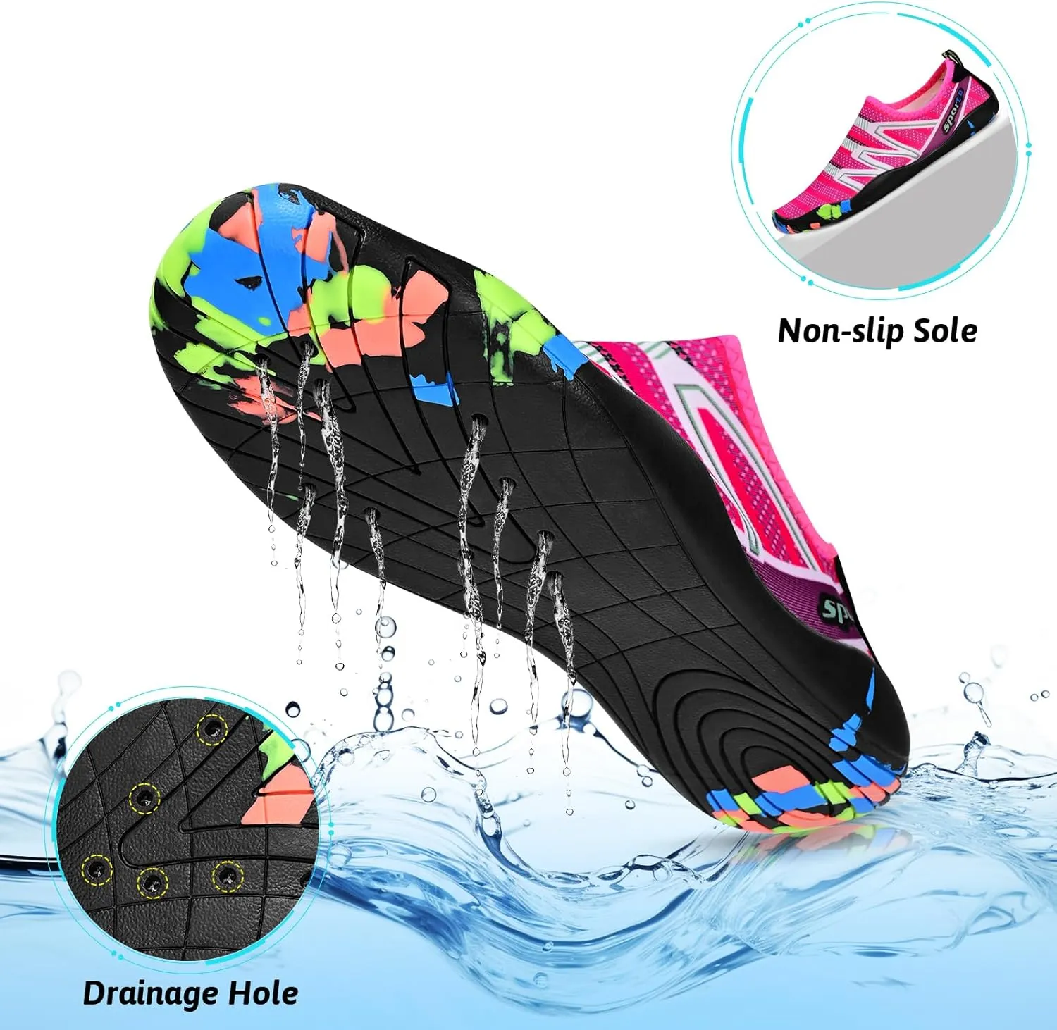 Water Shoes for Men Women, Swim Shoes Beach Pool Shoes Non-Slip Quick Dry Aqua Socks, Adult Barefoot Sports Shoes for Beach Surf Walk Water Yoga Outdoor Sports