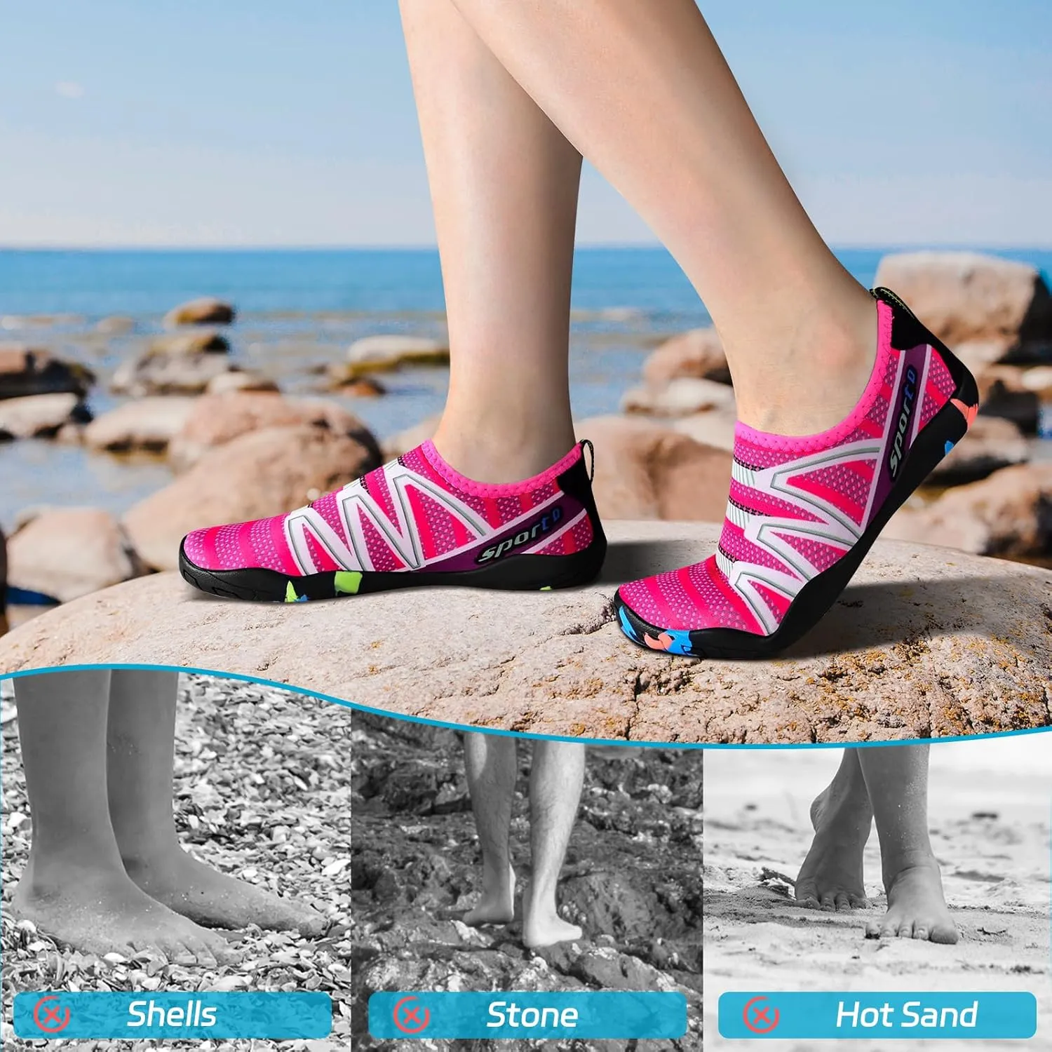 Water Shoes for Men Women, Swim Shoes Beach Pool Shoes Non-Slip Quick Dry Aqua Socks, Adult Barefoot Sports Shoes for Beach Surf Walk Water Yoga Outdoor Sports