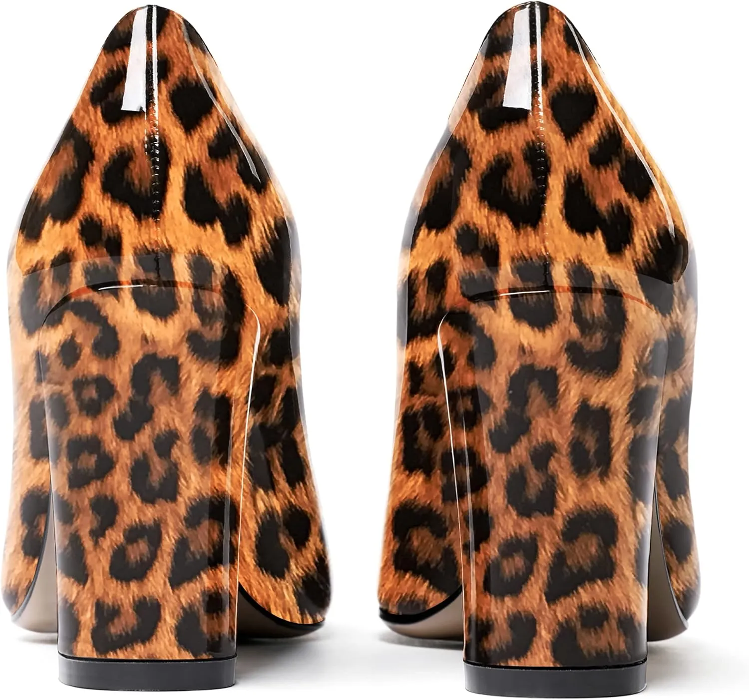 WAYDERNS Women's Solid Slip On Pointed Toe Patent Block High Heel Pumps Shoes 3.5 Inch