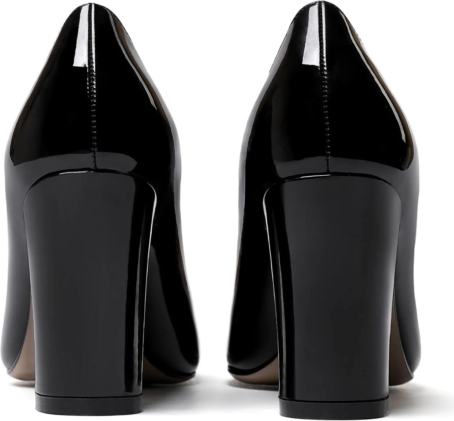 WAYDERNS Women's Solid Slip On Pointed Toe Patent Block High Heel Pumps Shoes 3.5 Inch