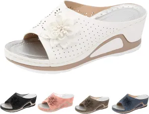 Wedge Sandals for Women Dressy Orthopedic Arch Support Sandals Hollow Out Slip On Platform Slippers Bohemia Comfortable Summer Sandalias Open Toe Beach Sandal Casual Walking Shoes