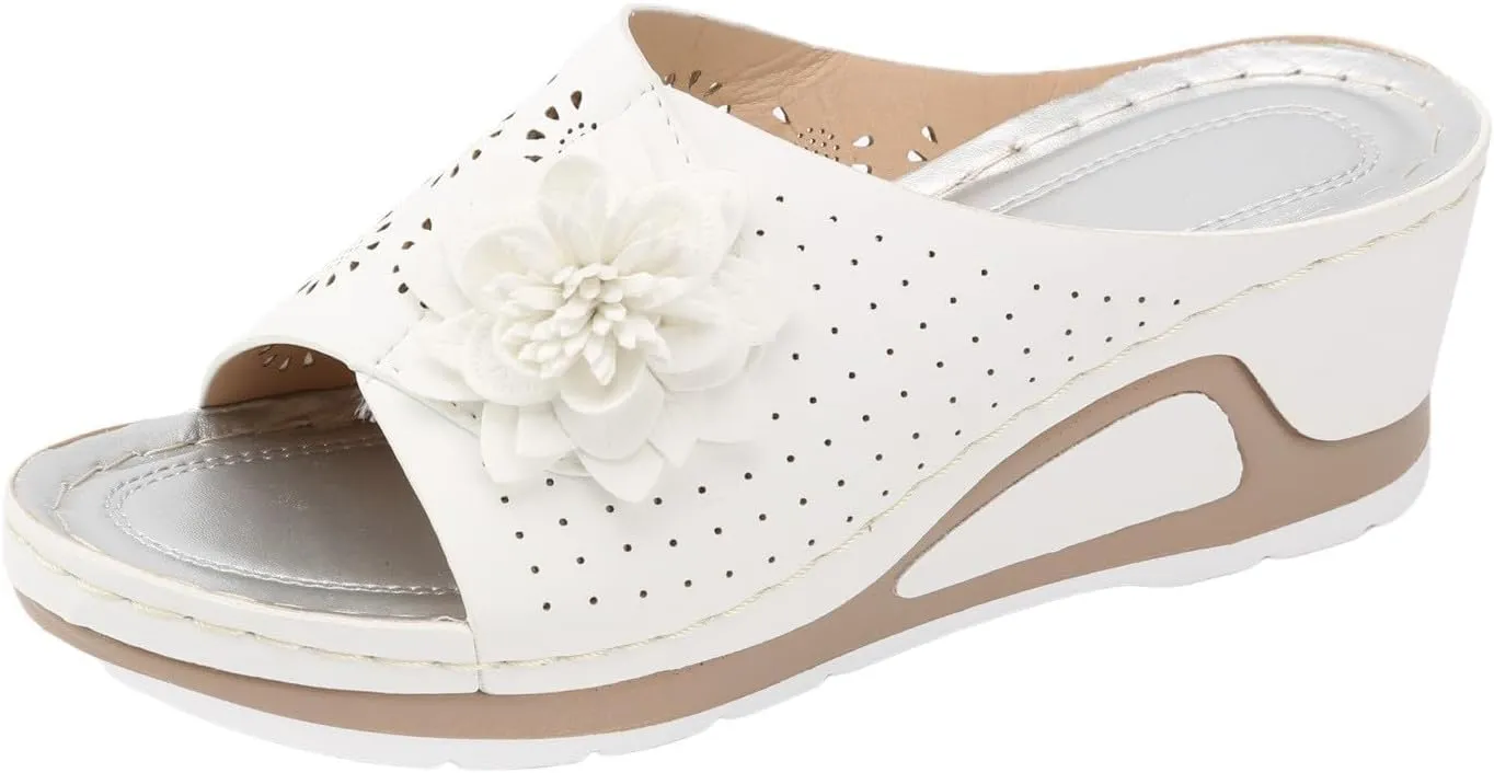 Wedge Sandals for Women Dressy Orthopedic Arch Support Sandals Hollow Out Slip On Platform Slippers Bohemia Comfortable Summer Sandalias Open Toe Beach Sandal Casual Walking Shoes