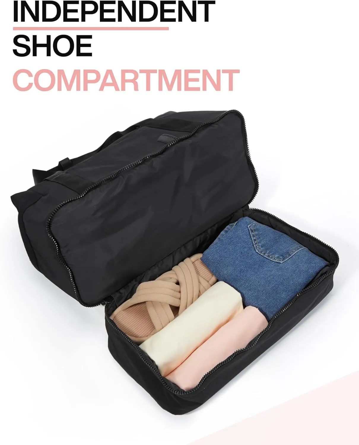 Weekender Bags for Women, BAGSMART Travel Duffel Bags with Shoe Compartment,Personal Item Travel Bag for Airlines, Carry on Overnight Tote Bag with Toiletry Bag(Black,2pcs)
