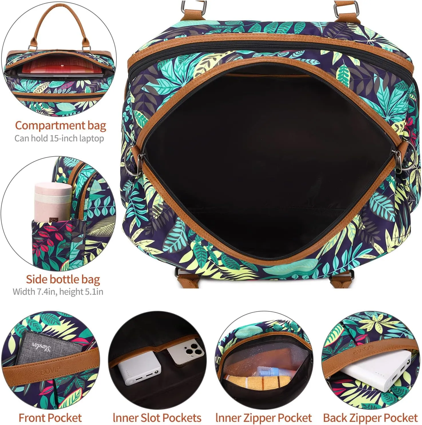 Weekender Bags for Women Overnight Bag Large Canvas Travel Duffel Bag with Shoe Compartment Carry On Tote Bag 3Pcs Set