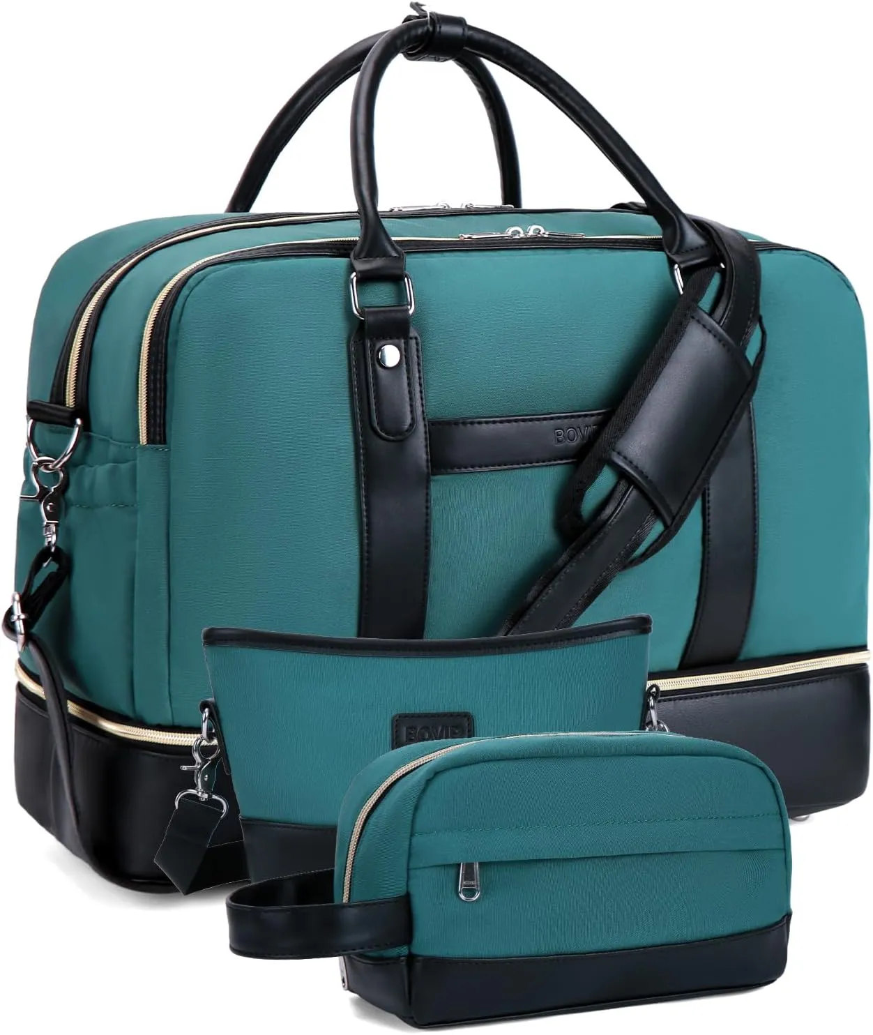Weekender Bags for Women Overnight Bag Large Canvas Travel Duffel Bag with Shoe Compartment Carry On Tote Bag 3Pcs Set