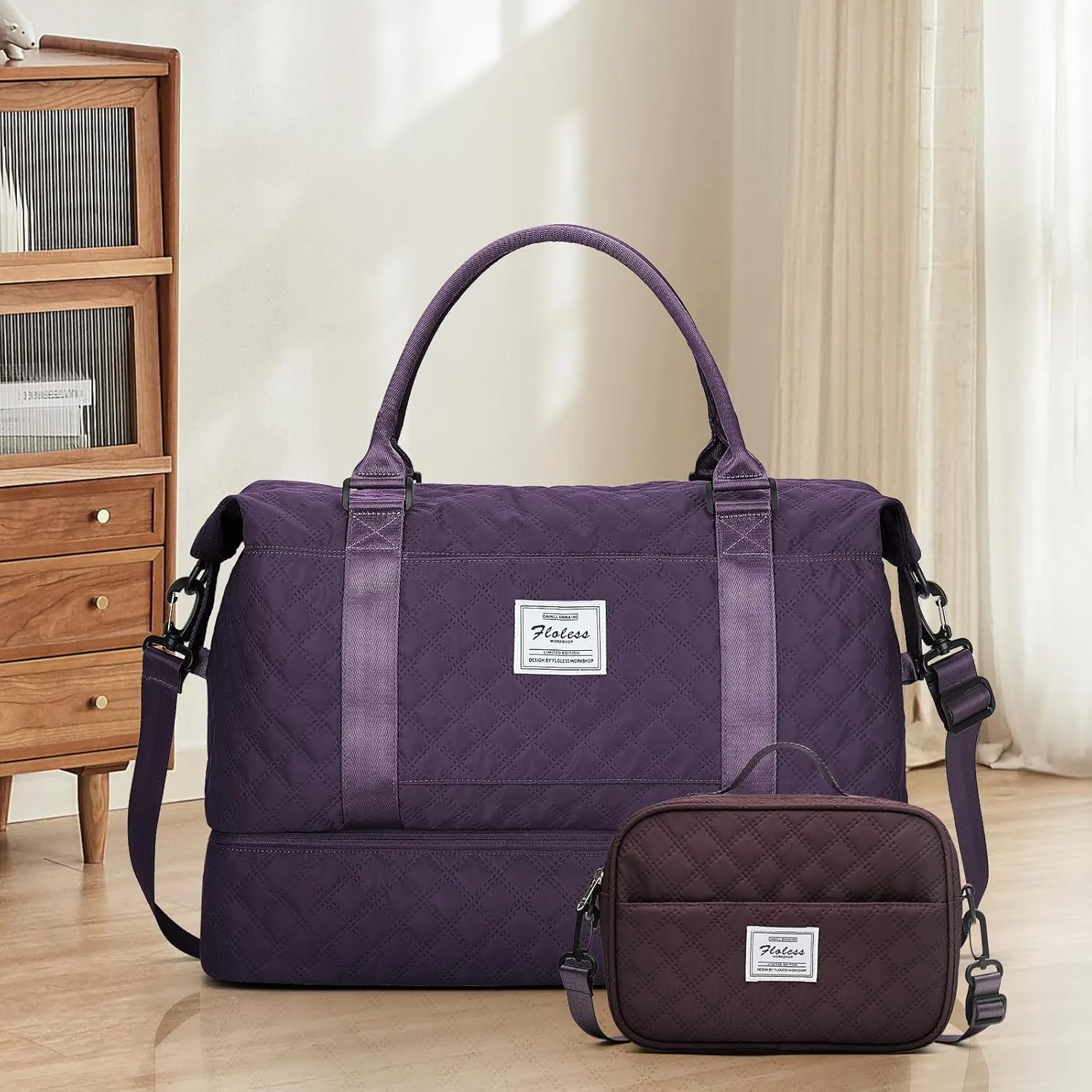 Weekender Bags for Women,Travel Duffel Bag with Shoes Compartment,Overnight Carry on Personal Item Bag with Toiletry Bag