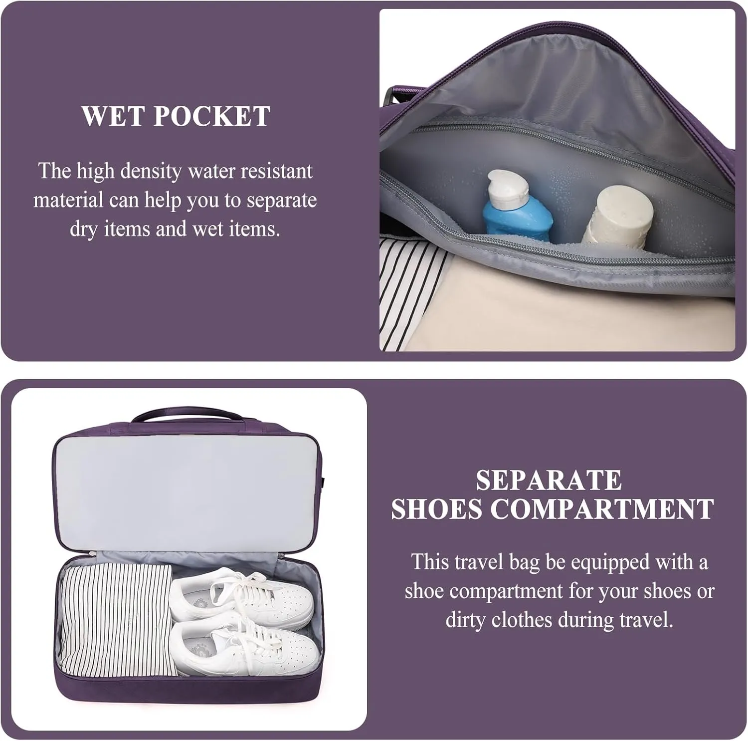 Weekender Bags for Women,Travel Duffel Bag with Shoes Compartment,Overnight Carry on Personal Item Bag with Toiletry Bag