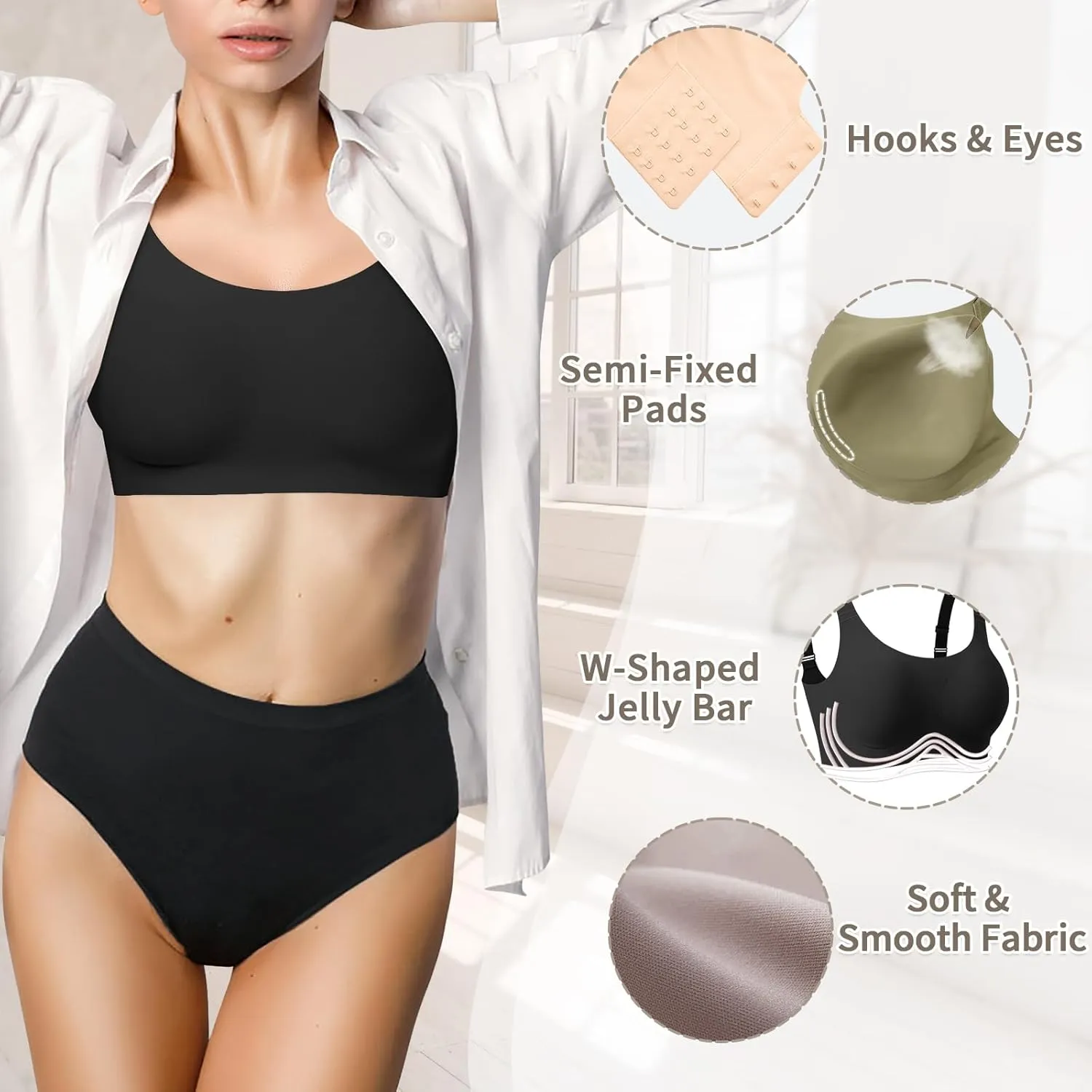 Wireless Bras for Women No Underwire Seamless Full Coverage Comfortable Everyday Bra with Medium Support