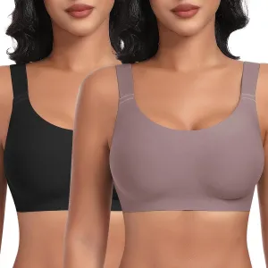 Wireless Bras for Women No Underwire Seamless Full Coverage Comfortable Everyday Bra with Medium Support