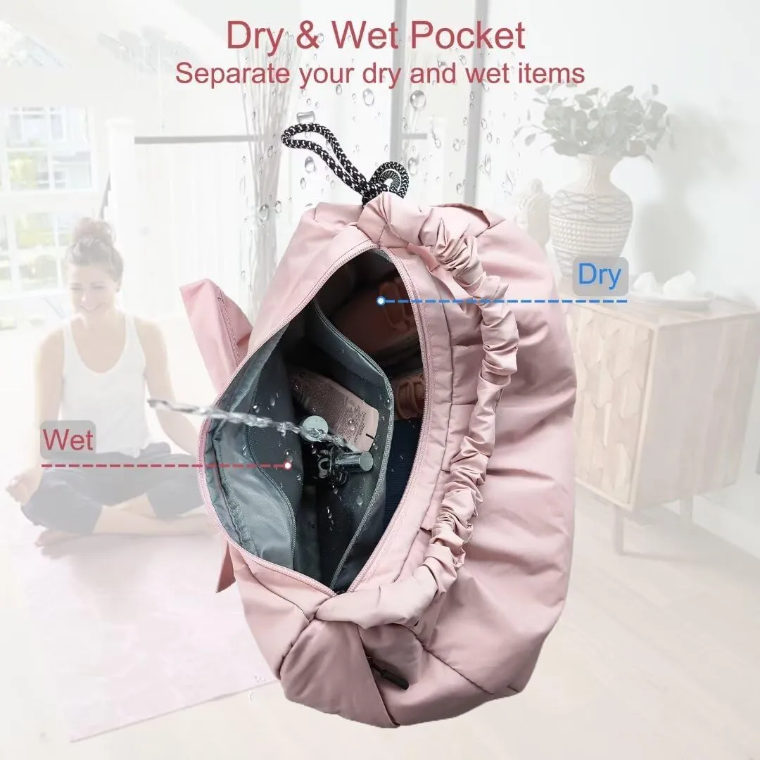 WOLT Gym Bag For Women, Yoga Mat Bag with Shoes Compartment, Wet Pocket and Water Bottle Pocket