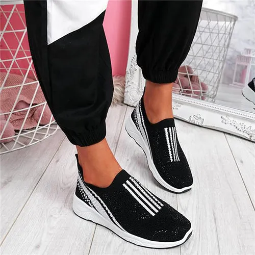 Women Crystal Sneakers 2020 Woman Casual Mesh Vulcanized Women's Comfortable Flats Ladies Fashion Loafers Female Shoe Plus Size