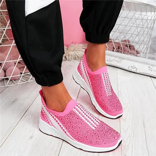 Women Crystal Sneakers 2020 Woman Casual Mesh Vulcanized Women's Comfortable Flats Ladies Fashion Loafers Female Shoe Plus Size