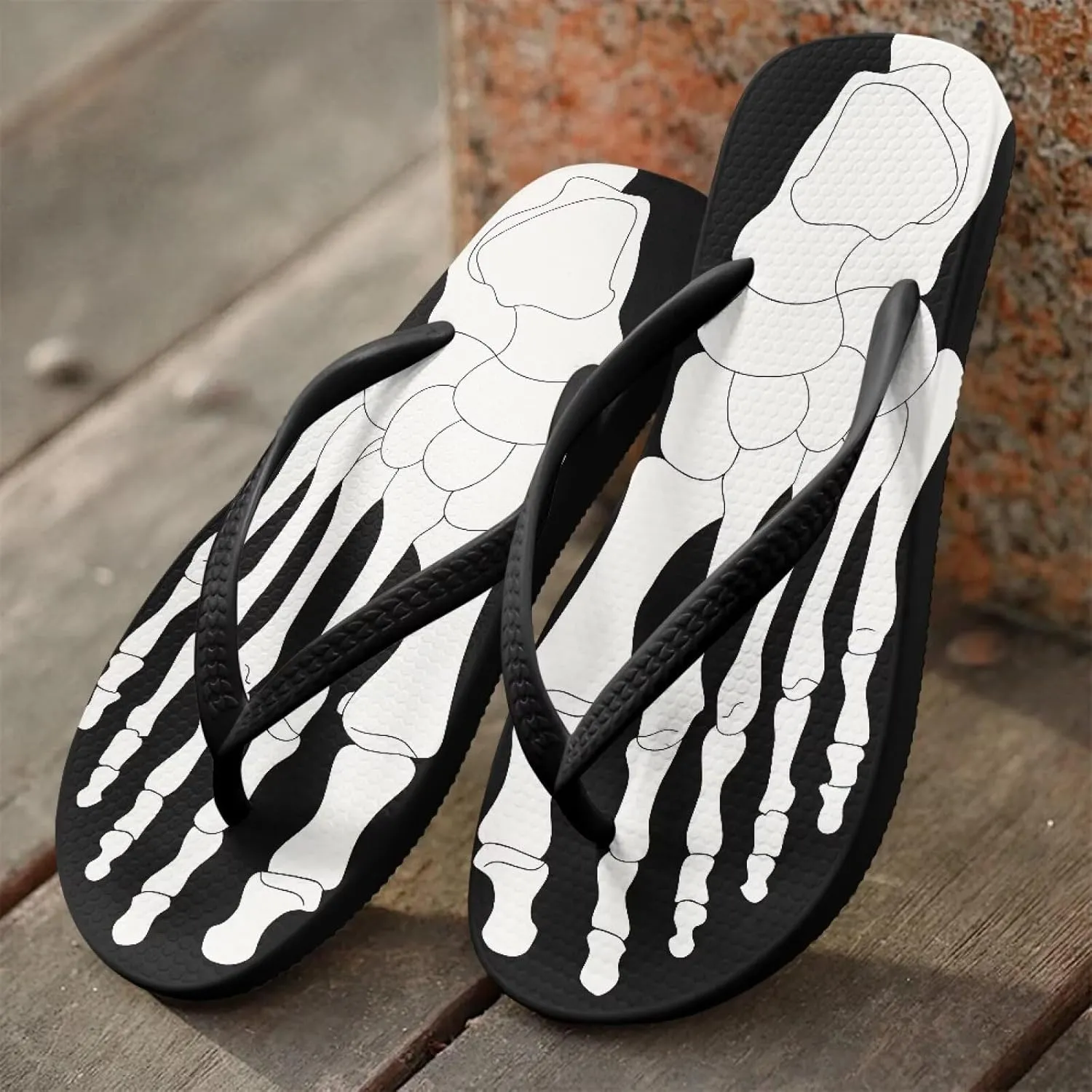Women Flip Flops Lightweight Slip-on Flips Beach Rubber Shower Flop No Foot Rubbing Comfortable Elastic Shock-Absorbing Slippers Black Size 5-9
