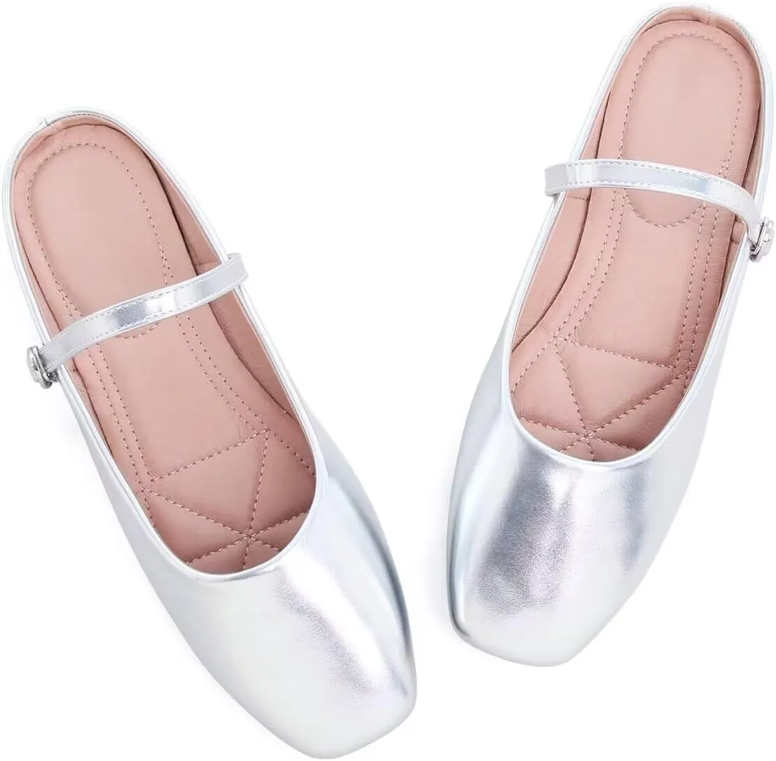Women Mules Elegant Dressy Flats Closed Toe Microfiber Leather Shoes Adjustable Buckle Strap Mary Jane Casual Office Shoes
