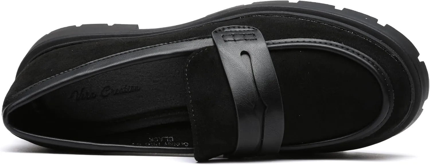 Women Penny Loafers Casual Hollow Out Slip On Chunky Platform Loafers Work Shopping Travel Shoes
