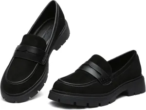 Women Penny Loafers Casual Hollow Out Slip On Chunky Platform Loafers Work Shopping Travel Shoes